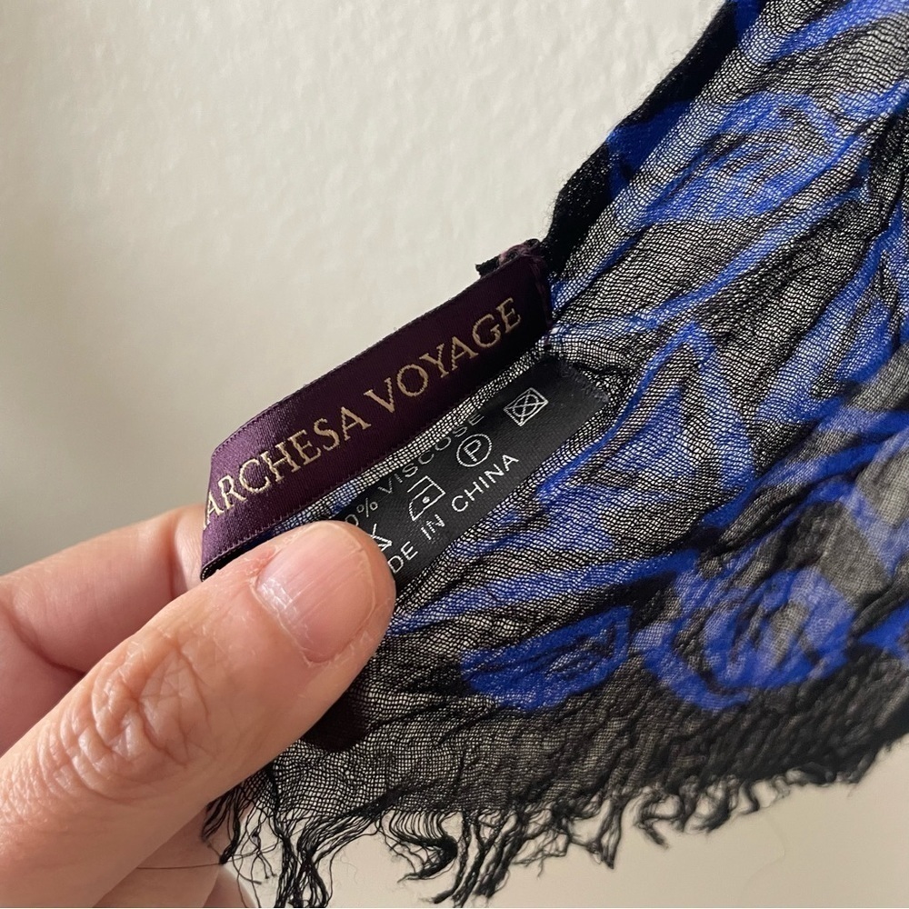 Marchesa Voyage Blue Floral Scarf - Picture 5 of 7